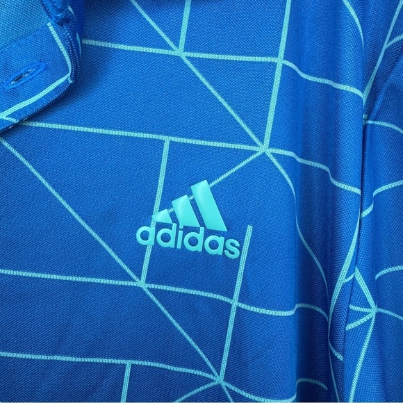 Adidas Men’s Performance Polo Shirt | Blue Geometric Print | Size L - Picture 4 of 9